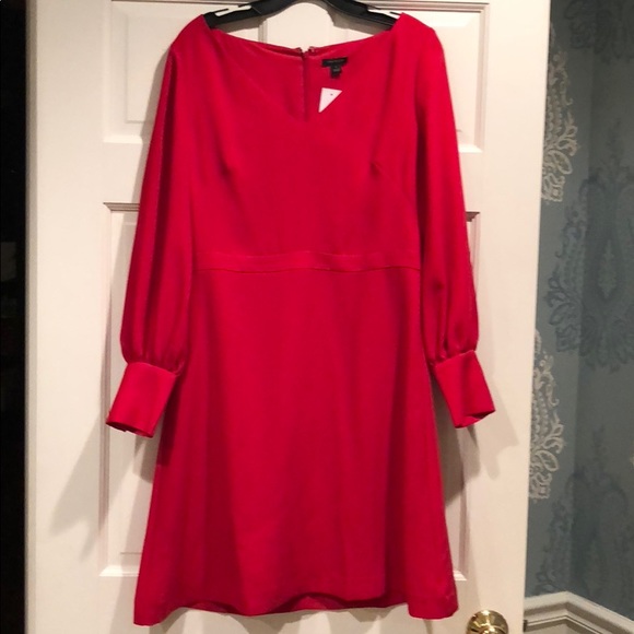 NWT Ann Taylor Red v neck dress - Picture 1 of 4